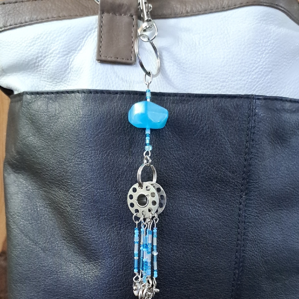 Hand Crafted Bag Purse Tote Jewelry Key Ring Decorative Sewing Jewelry Upcycle
